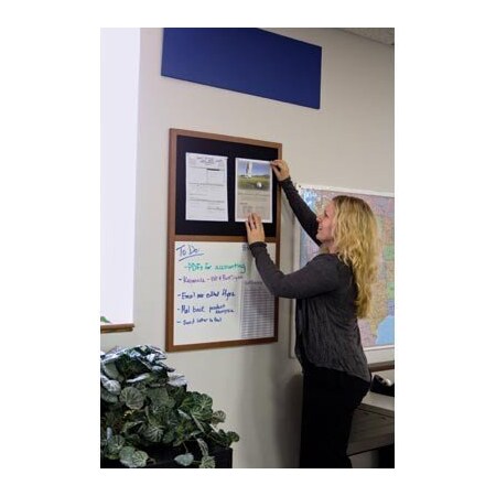 United Visual Products Decor Wood Combo Board, 48"x36", Walnut/Grey & Blue Spruce UV703DEFAB-WALNUT-GREY-BLSPRU